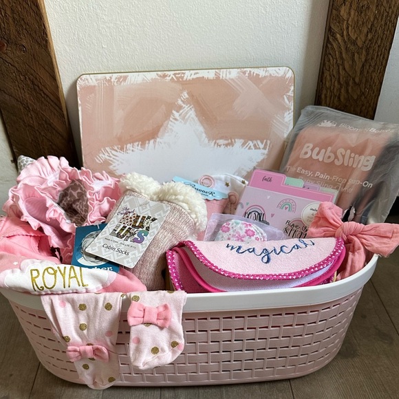 New Baby Newborn Girl Gift Set + Mom Pink Girly Baby Shower Gift for Her - Picture 2 of 16
